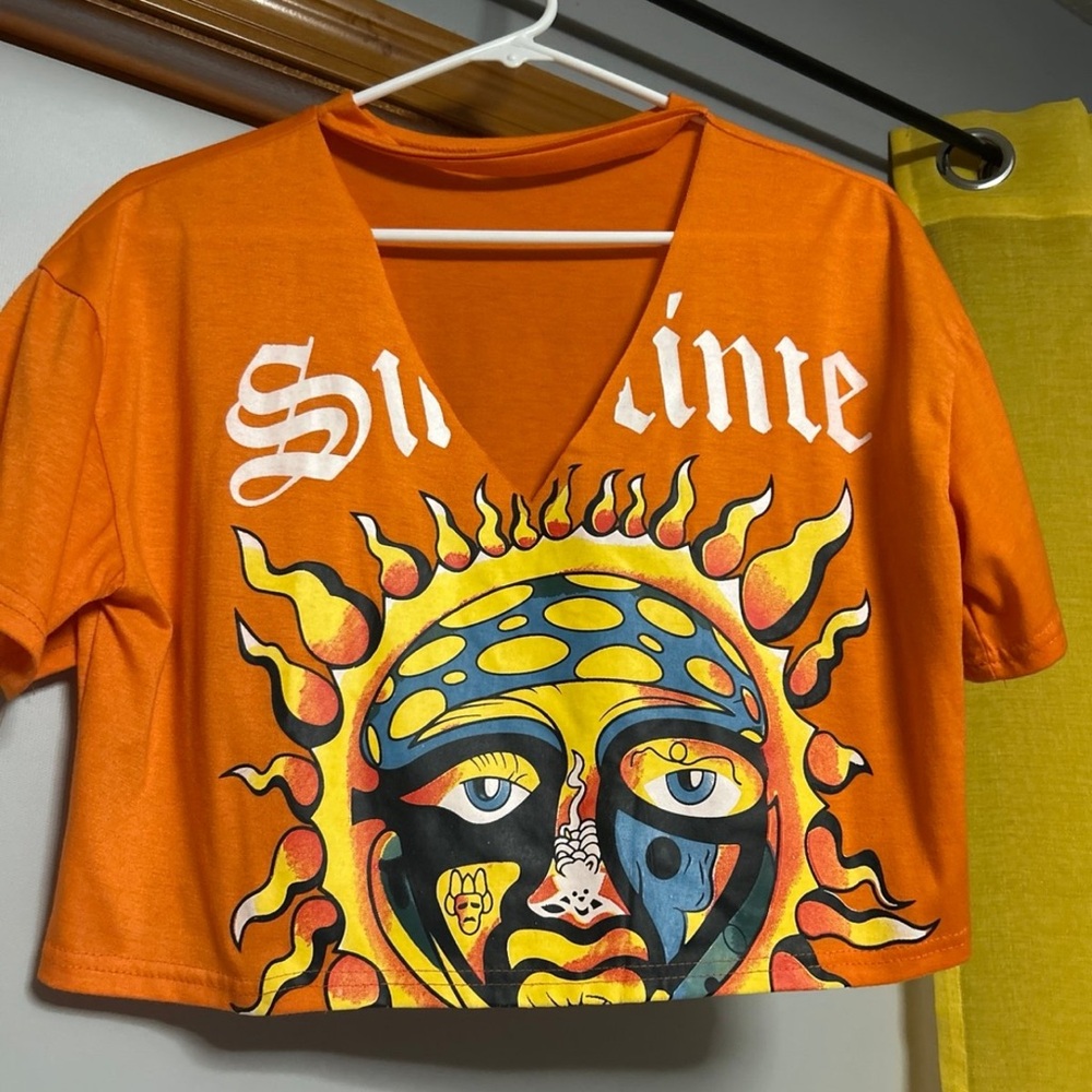 Orange Sun Graphic Crop Top